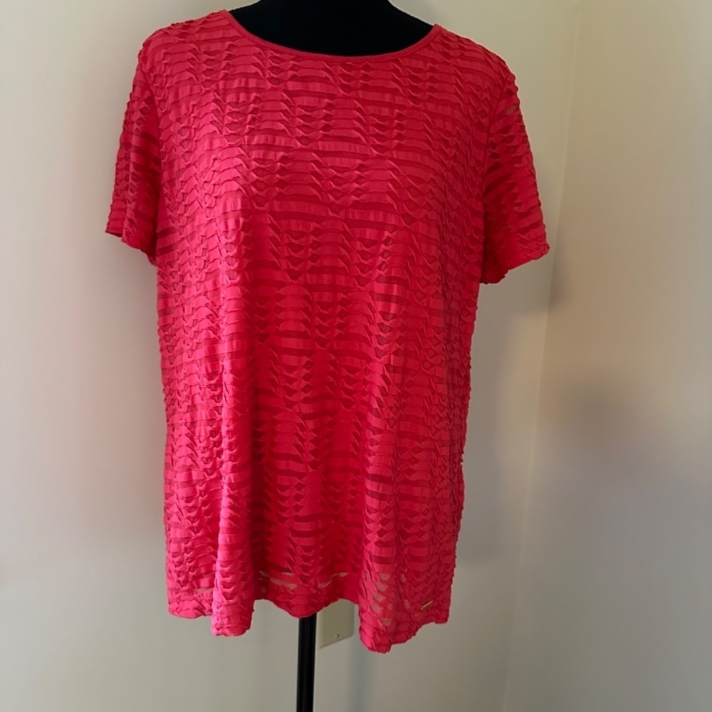 **CALVIN KLEIN* Pink Short Sleeve Shirt Size XXL